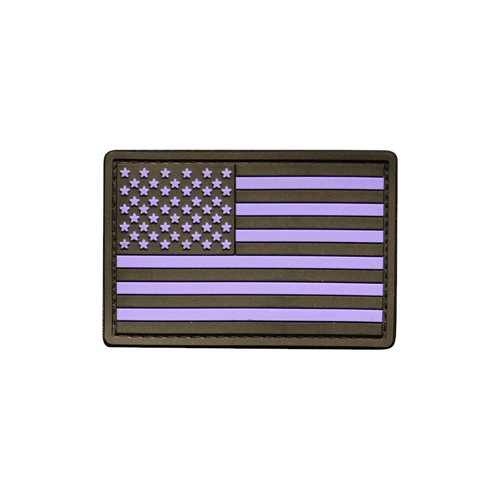 USA American Flag Patch W/ VELCRO® Brand Gold Border Purple & White Version