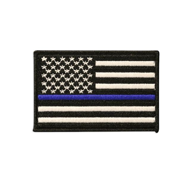 Thin Blue Line American Flag Heart Lanyard Retractable Reel Badge