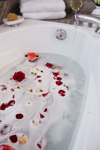 bath, flower, petals