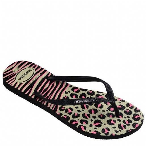 Havaianas Slim Animal Mix - Womens Flip Flops - Black/Grey - firstmasonicdistrict