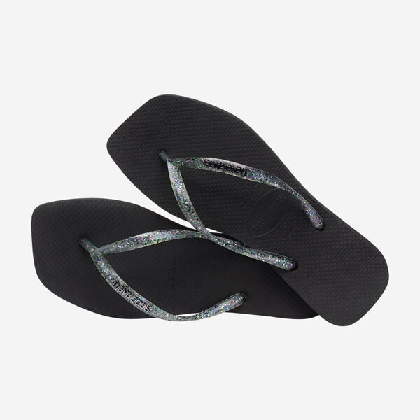 Havaianas Square Logo Metallic - Womens Flip Flops - Black - firstmasonicdistrict