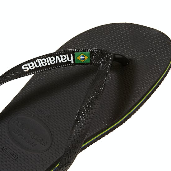 Havaianas Brasil Logo - Womens/Girls Flip Flops - Black/Black - firstmasonicdistrict