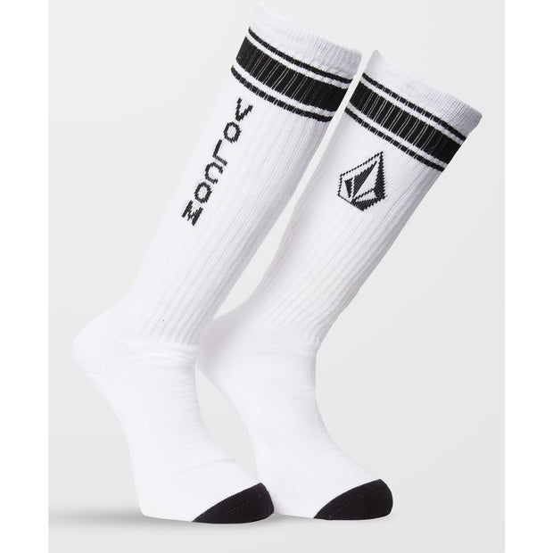 High Stripe Socks - Pair of Mens Crew Socks - One Size - White - firstmasonicdistrict