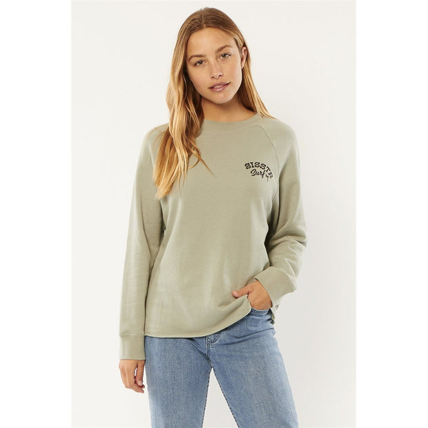 Surf Long Sleeve Womens Crew Fleece - Sea Foam - firstmasonicdistrict