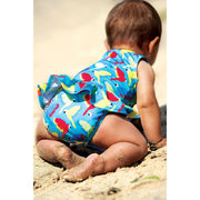 Newlyn Nappy Swimsuit - Aqua Parrots - firstmasonicdistrict