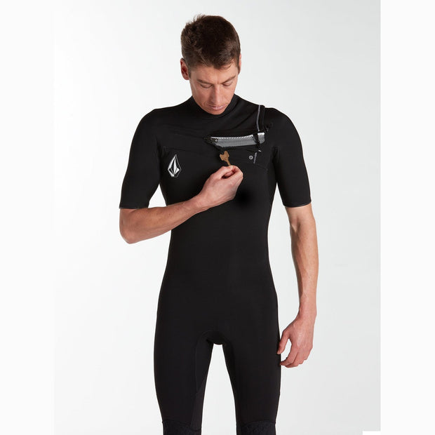 Modulator 2/2 Short Sleeve Chest Zip Spring Wetsuit - Black - firstmasonicdistrict