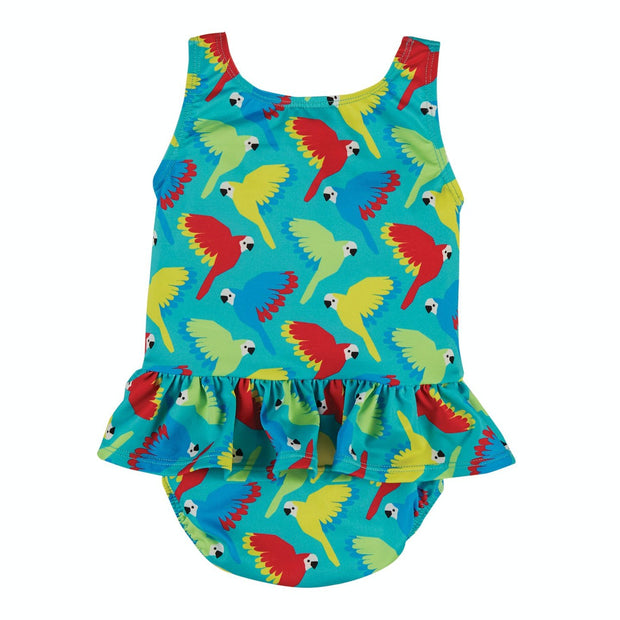 Newlyn Nappy Swimsuit - Aqua Parrots - firstmasonicdistrict