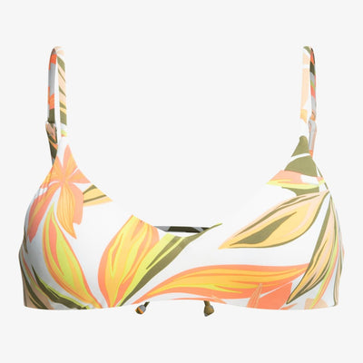 Printed Beach Classics - Womens Bra Bikini Top - Bright White Subtly Salty Flat - firstmasonicdistrict