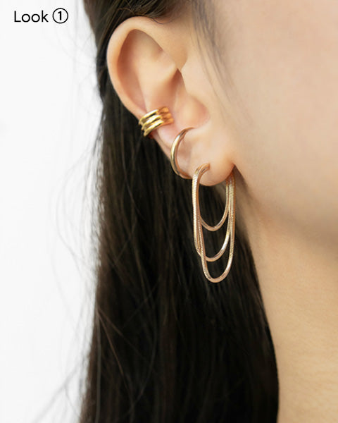 Slither earrings paired with no piercing ear cuffs - The Hexad
