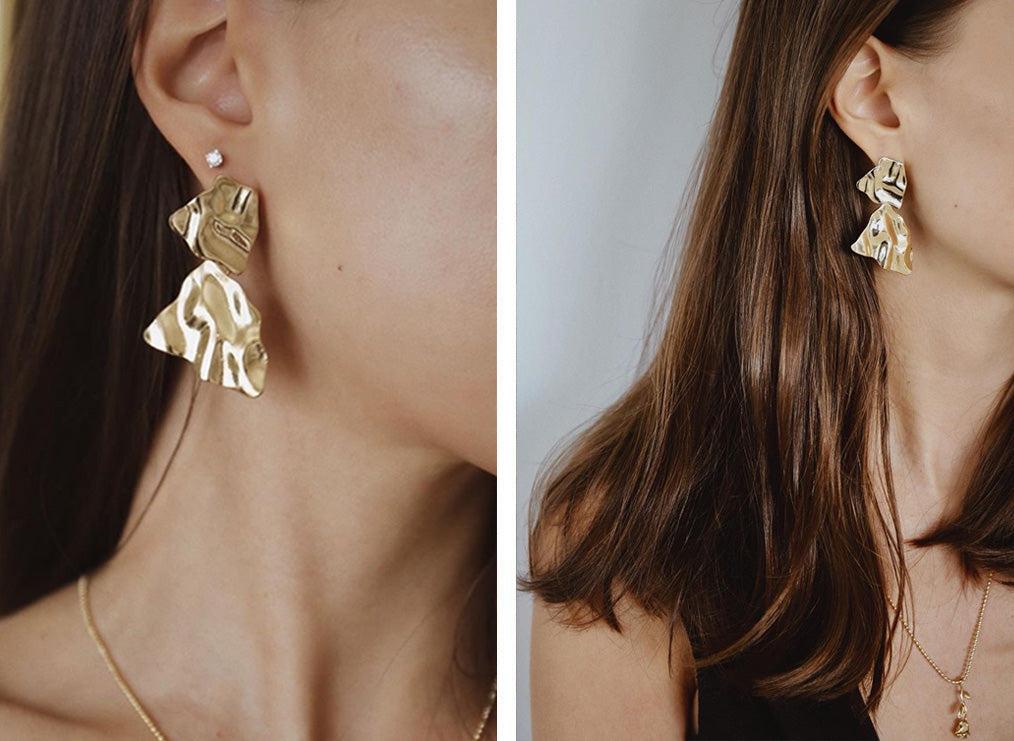 @ironnsalt wearing @thehexad Lilja Lava Earrings in Gold