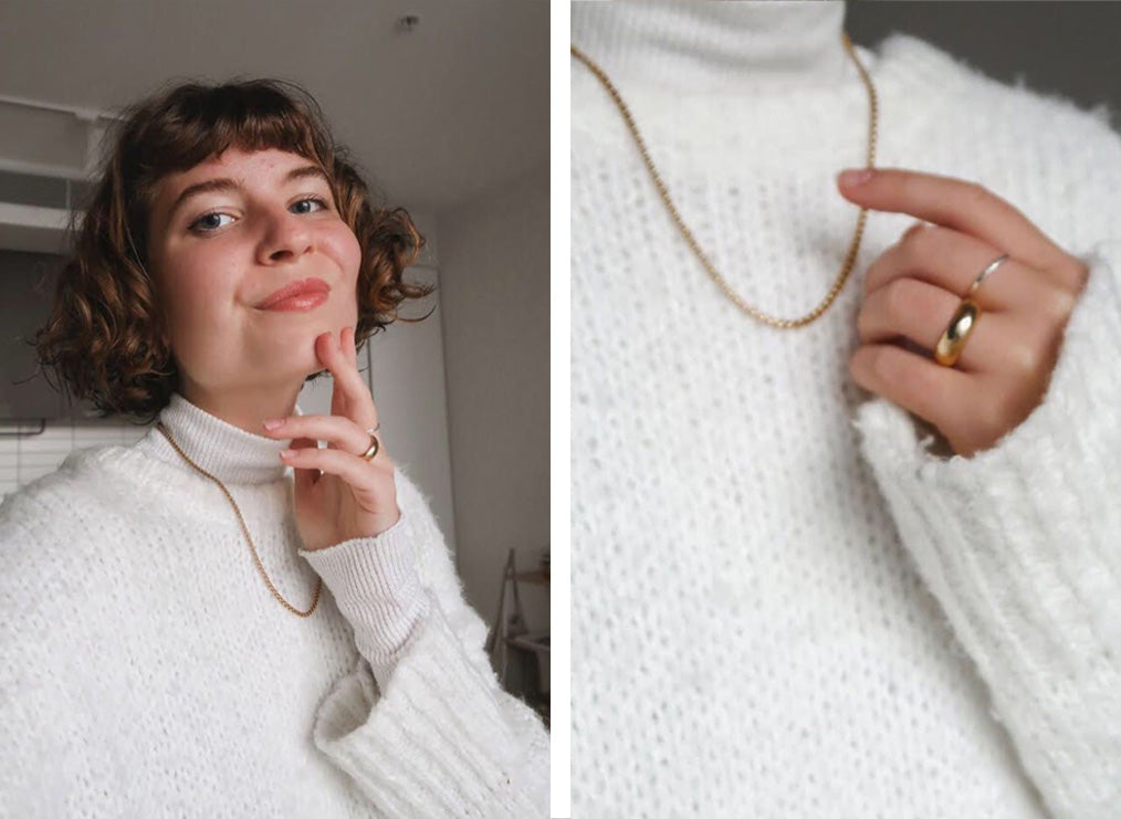 @miiamata in the Affirmation Rings and Box Cut Chain