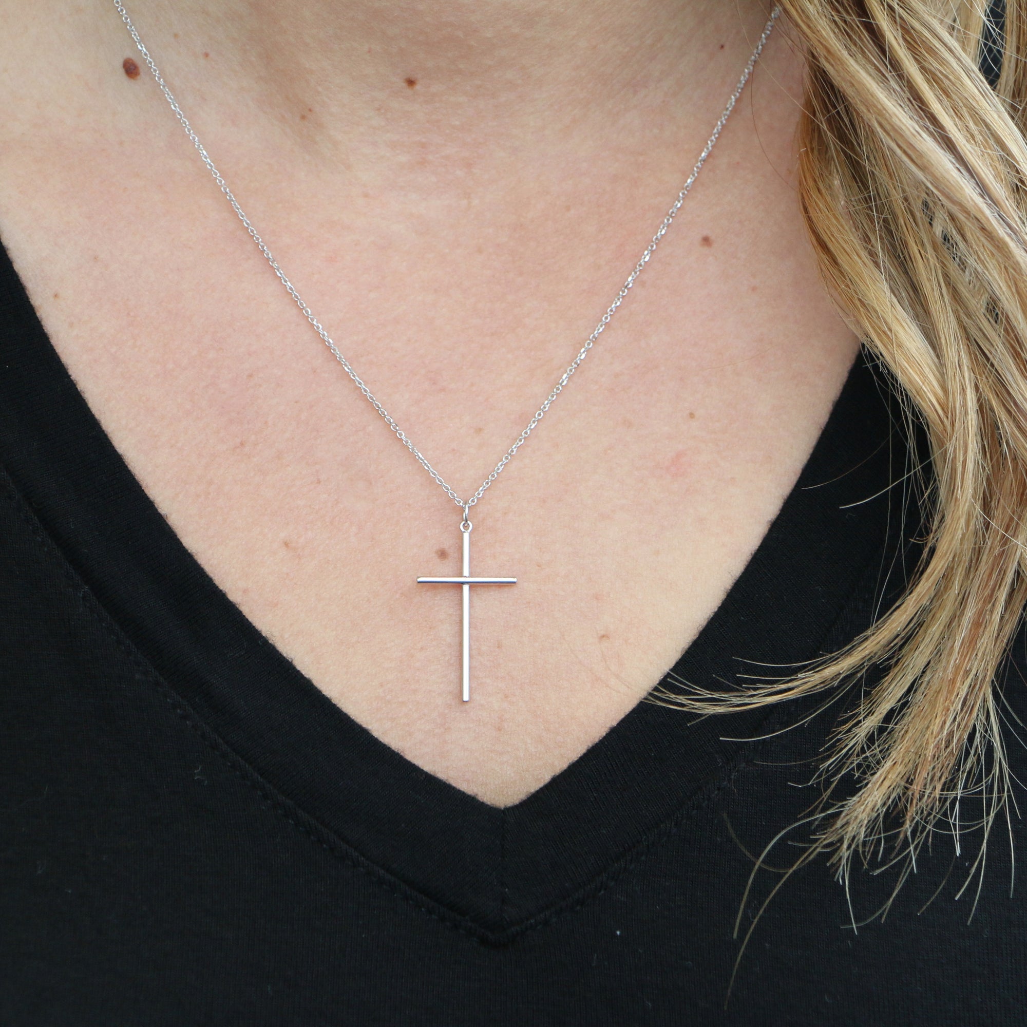 Handmade Copper and Silver Wire Cross Necklace for Him