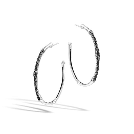 John Hardy Large Hoop Earring with Black Sapphire