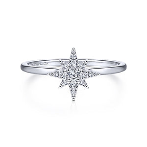 Gabriel & Co 14K White Gold Starburst Ring