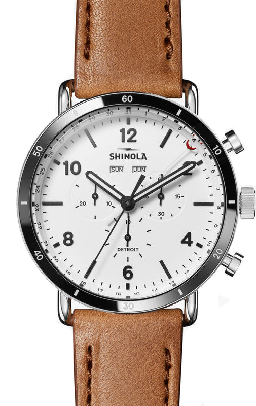 Shinola Canfield Sport 45mm Watch with White Dial