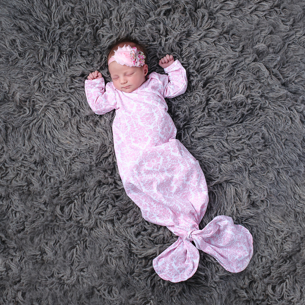 newborn girl knotted gown