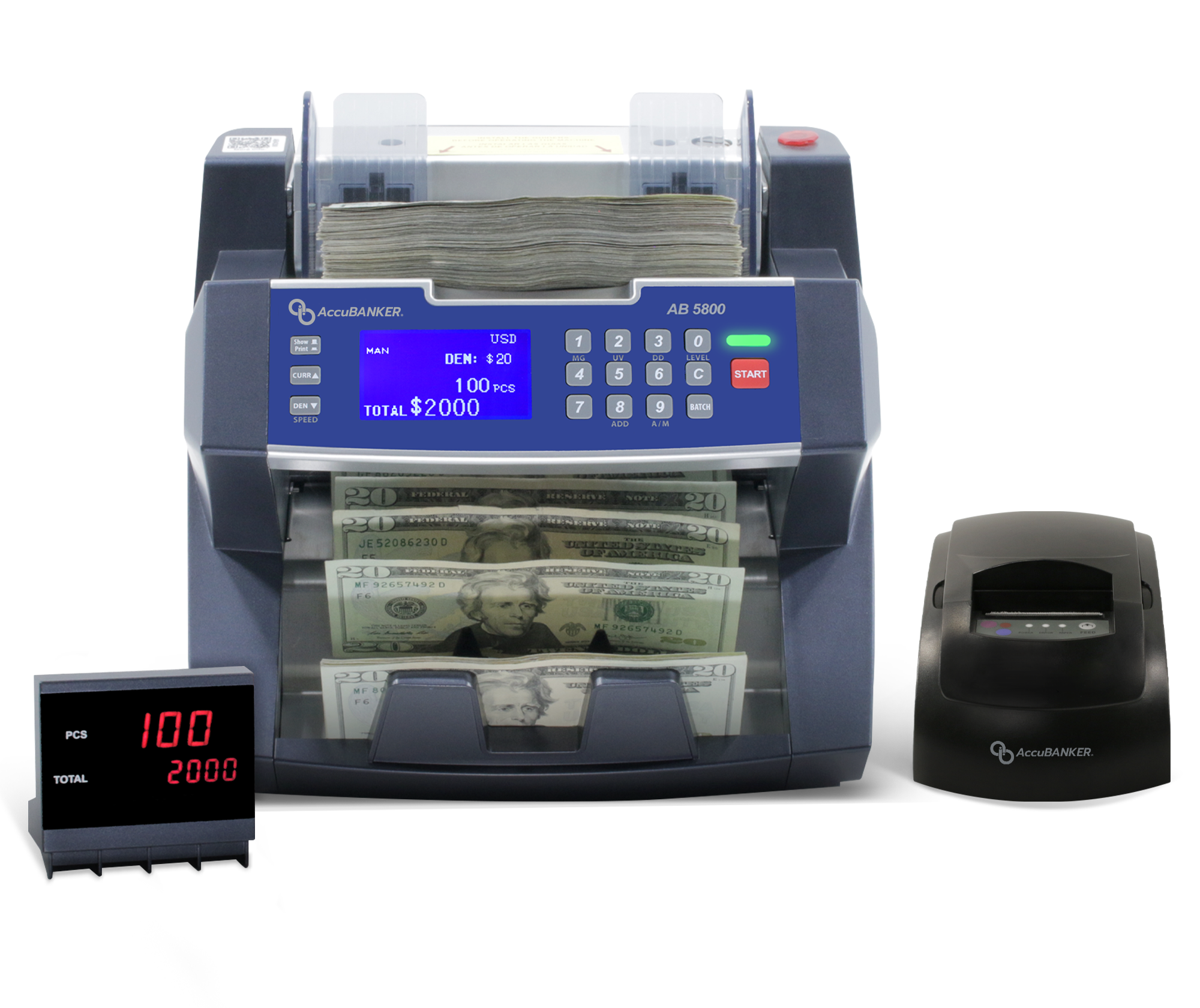 AB5800 Bank Grade Bill Counter with Batch Value Printer Compatibility 