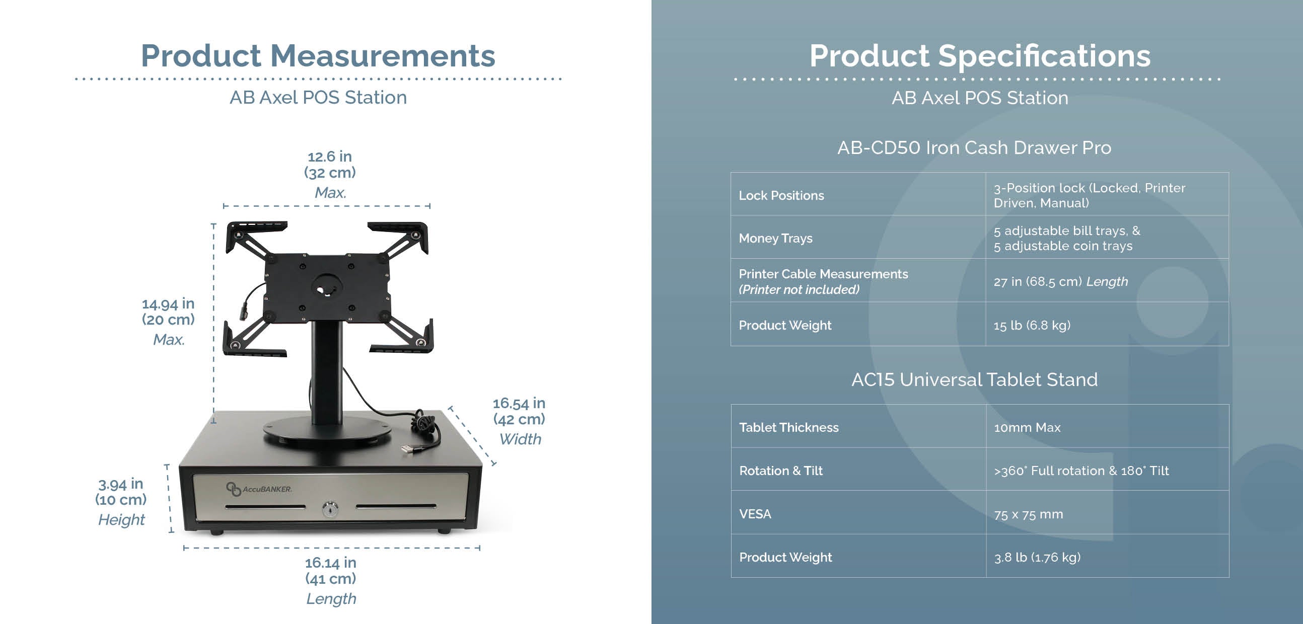 AB Axel POS Station Features & Specifications