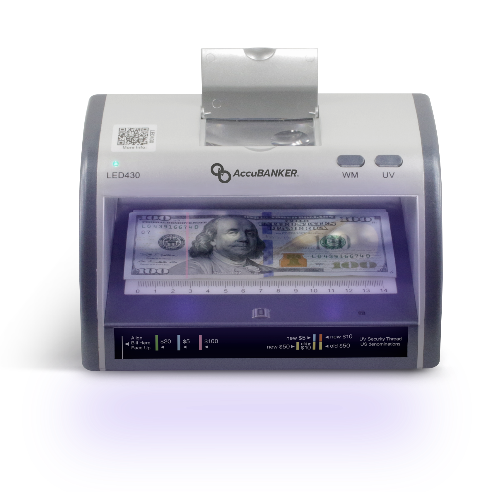 LED430 Counterfeit billete/ Validador de documentos con lupa 6 métodos de detección de falsificaciones