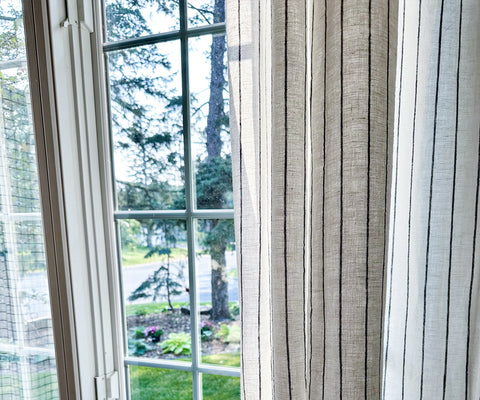 "Linen curtains - Curtains & linens - Linen curtain - Curtains for sale - Linen curtains for living room - Natural linen curtains. Striped white curtains crafted from high-quality linen for a touch of elegance. Click link in bio to shop now!