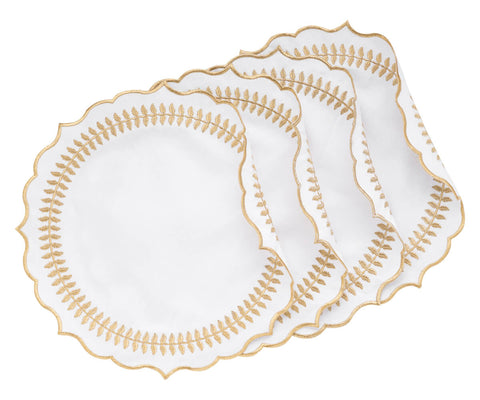Round placemats in various colors and patterns, adding a stylish touch to a dining table setting.