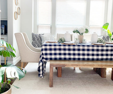 Navy Blue Buffalo Check Tablecloth