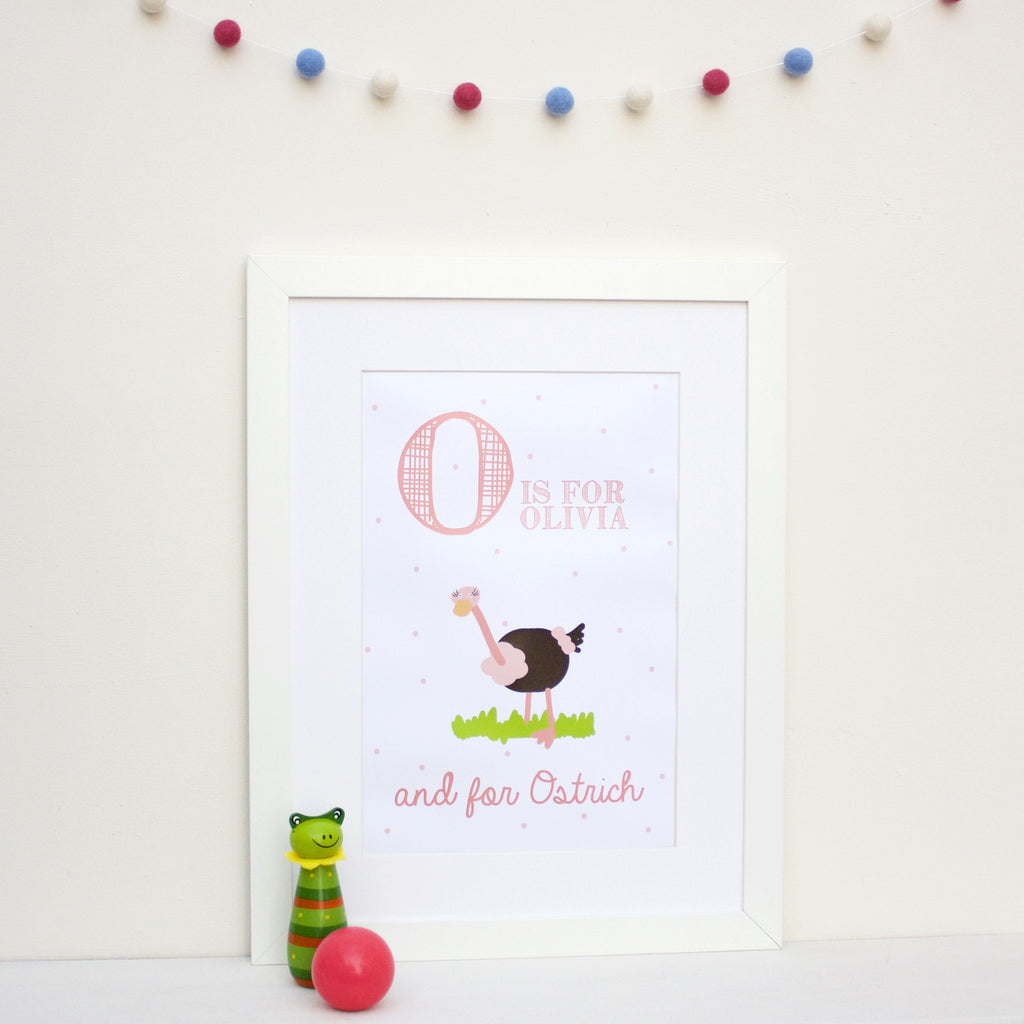 Ostrich Personalised Alphabet Name Print Hope Rainbows