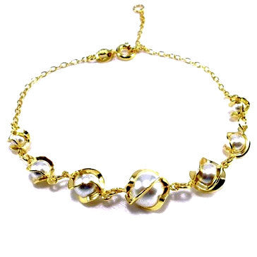 18ct Gold Plated Classic Pearl Effect Bracelet