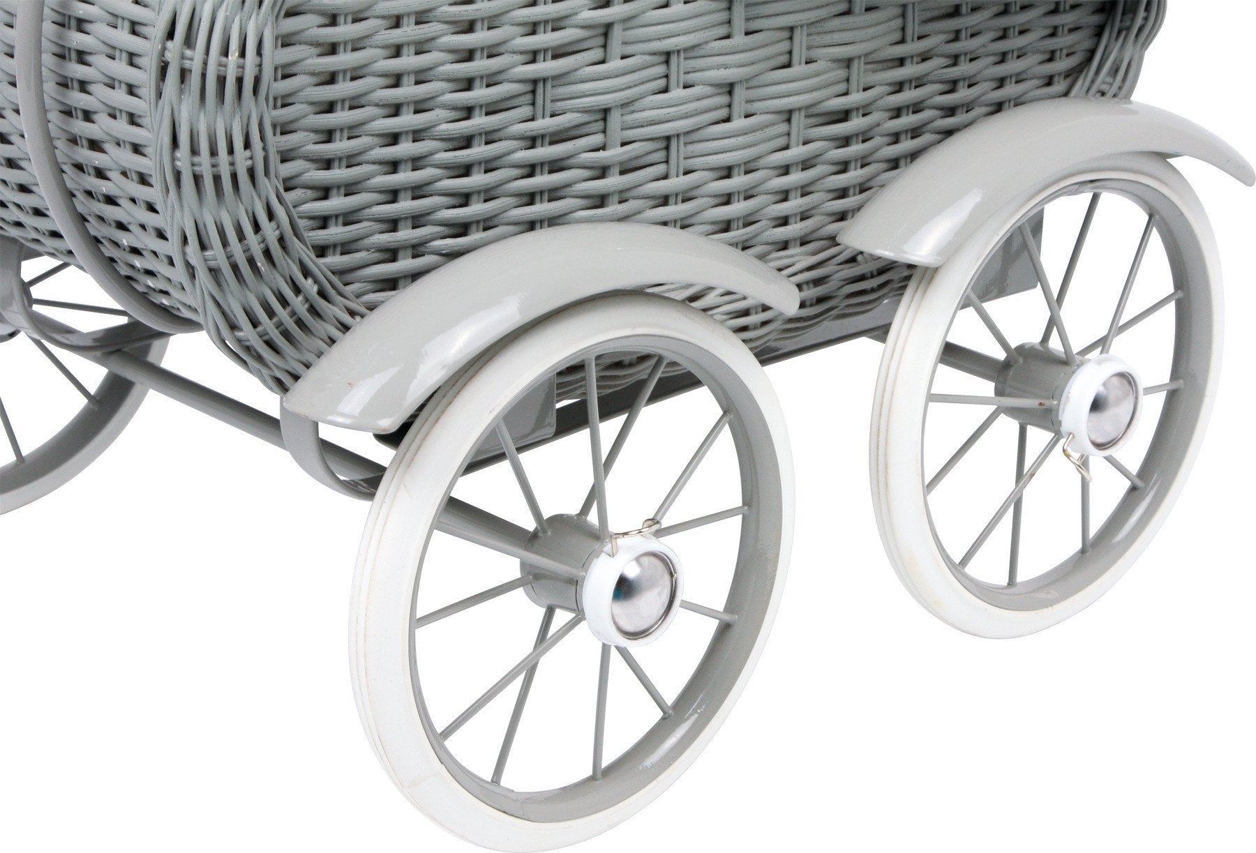 grey wicker dolls pram