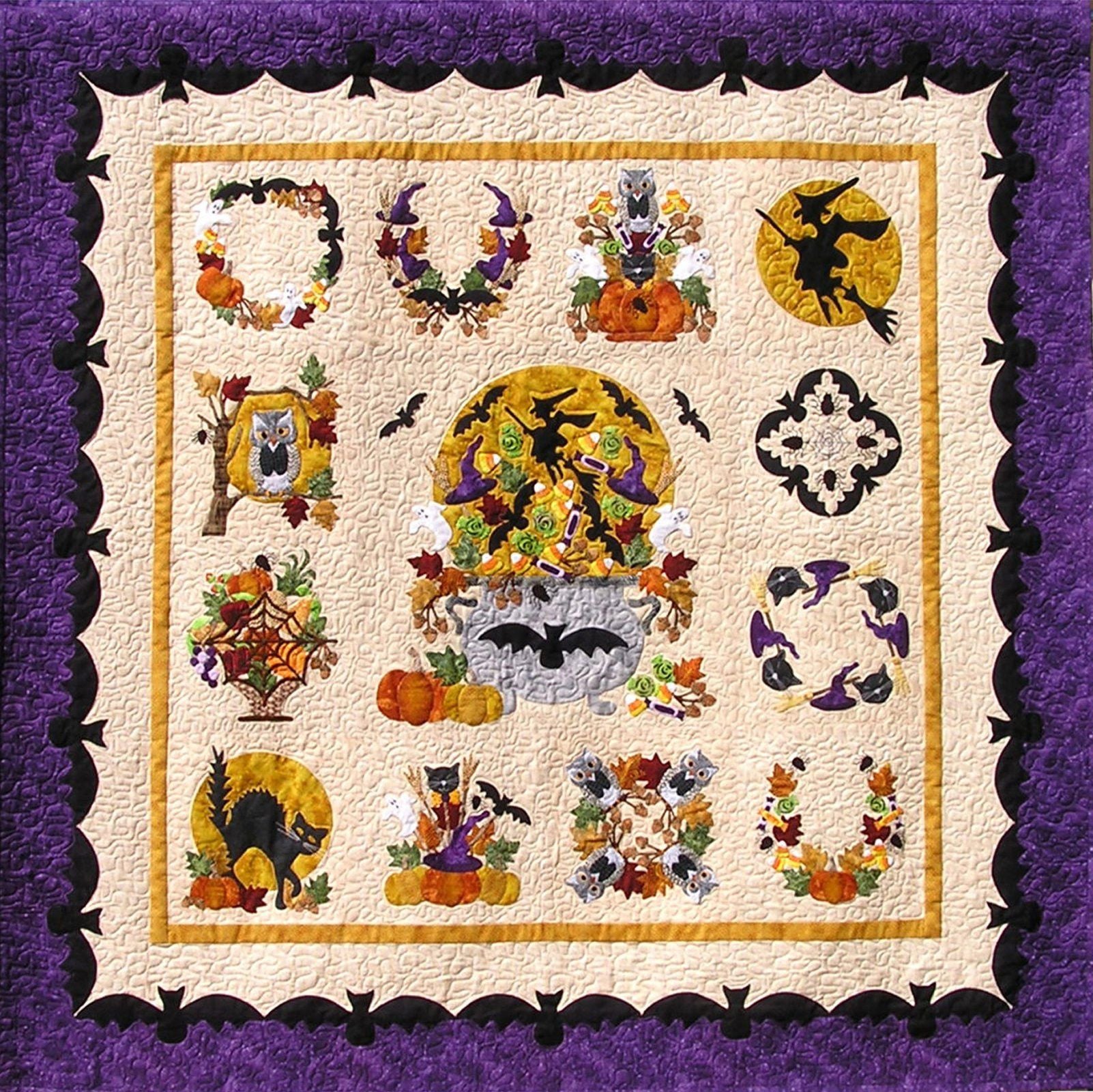 p3-designs-baltimore-halloween-holiday-bom-applique-quilt-pattern-set-beaverhead-treasures-llc