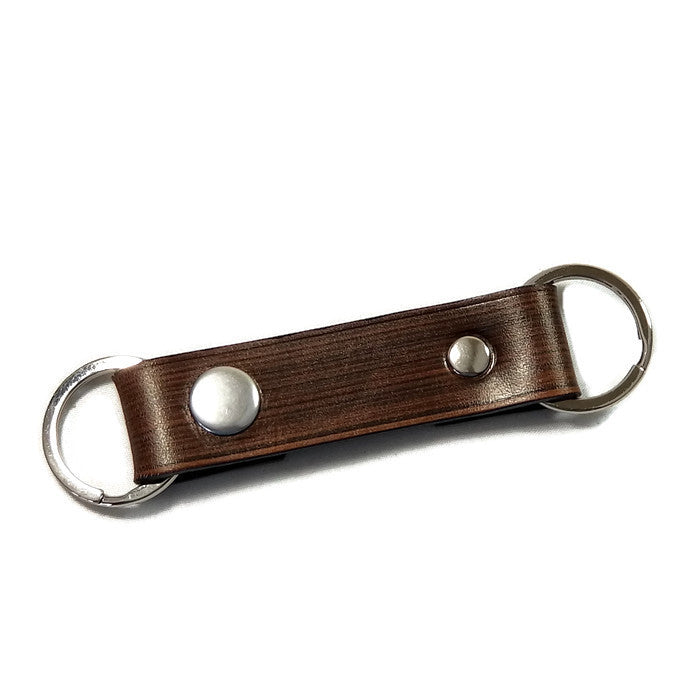 Leather Keychain Fob - Double Clips - USA Made, Black, Monogrammed, Full Grain Leather, Handmade by Mr. Lentz