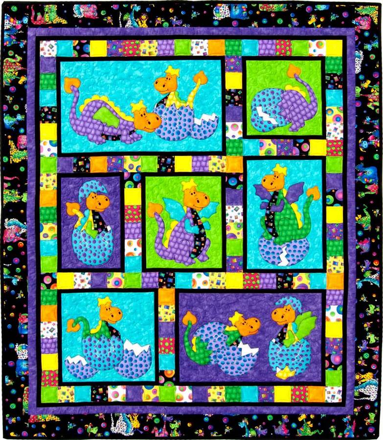 kids-quilts-hatched-polka-dot-baby-dragon-applique-quilt-pattern-beaverhead-treasures-llc