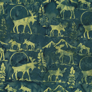 Hoffman Fabrics Forest Green Moose Batik Fat Quarter F2031-44-Forest