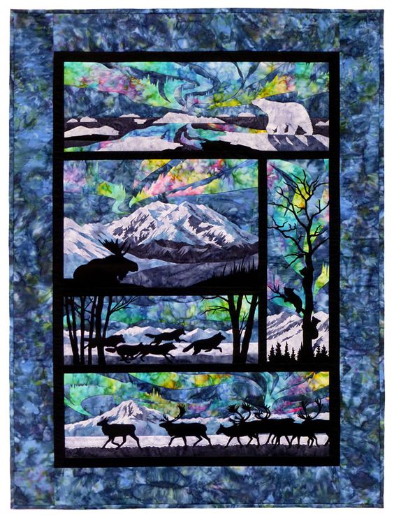 Wildfire Designs Alaska Aurora Nights From the Treetops Laser Cut Applique Quilt Kit