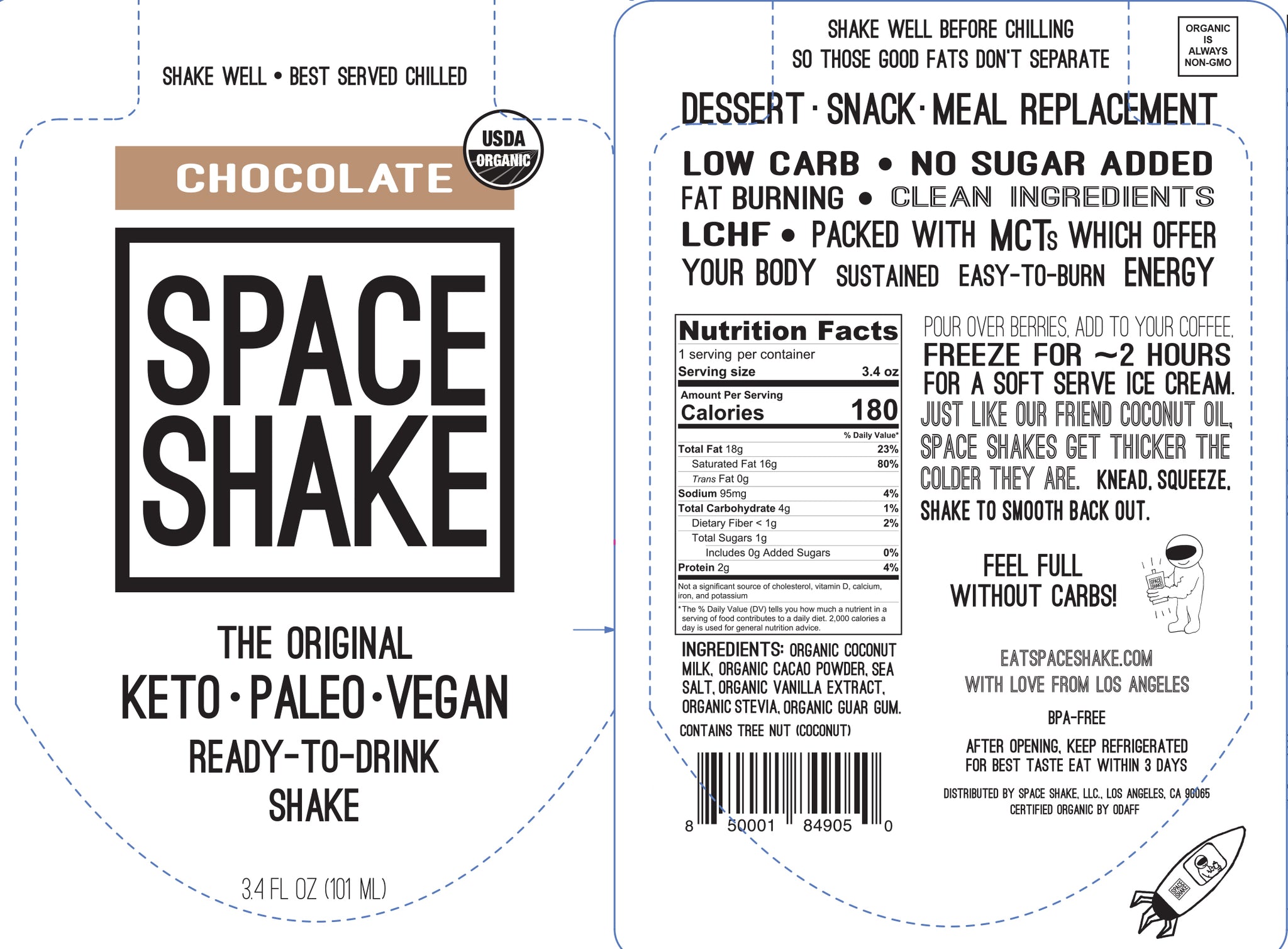 Chocolate SPACE SHAKE Nutrition & Ingredients
