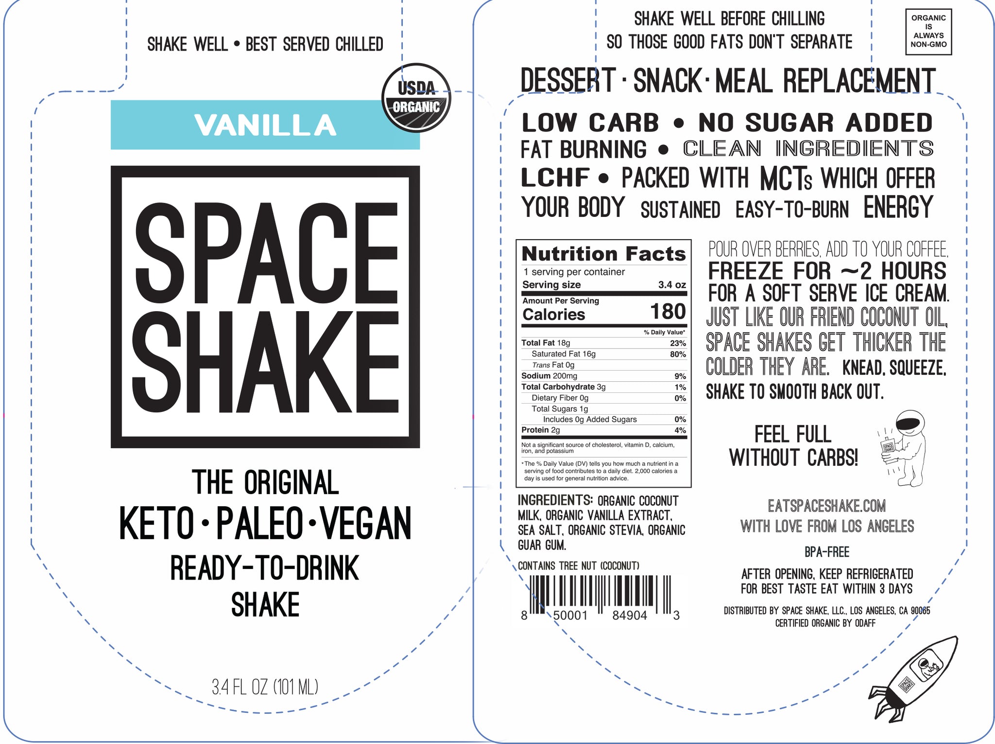Vanilla SPACE SHAKE Nutrition & Ingredients
