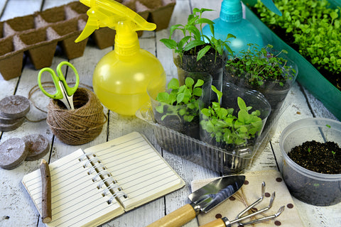 Gardening Journal with Plants and Tools