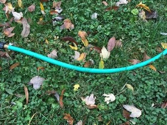 Using a hose to outline a new garden bed