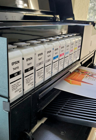 professional printer with many ink cartridges
