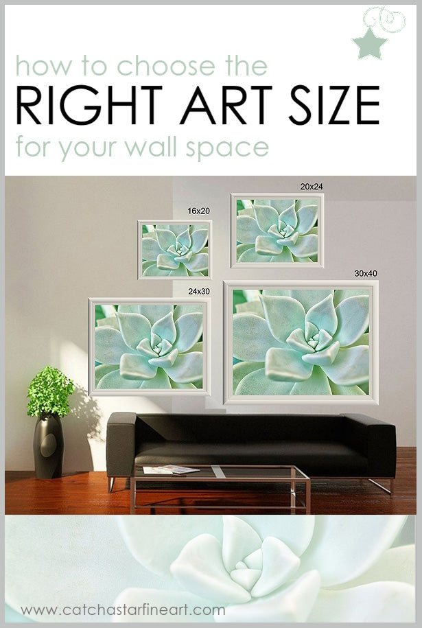 What size print do you need?  So often, photographers hear people talk about getting an 8x10 'enlargement' .... but an 8x10 is smaller than a sheet of paper! These tips will help you choose the right art size for your wall space. #homedecor #decorating #wallart #homeofficedecor #wallartideas #decortips