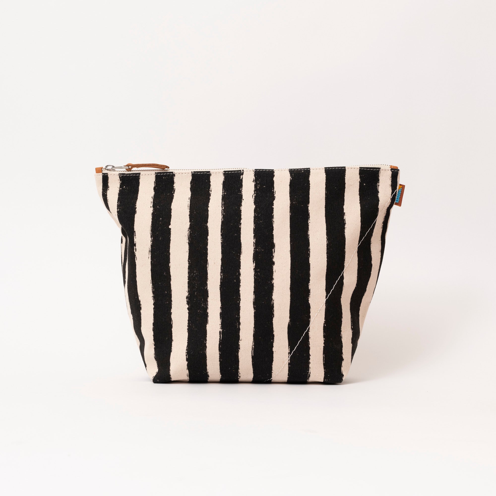 Image of Jumbo Brushstroke Stripe Pouch -  Black/Eggshell