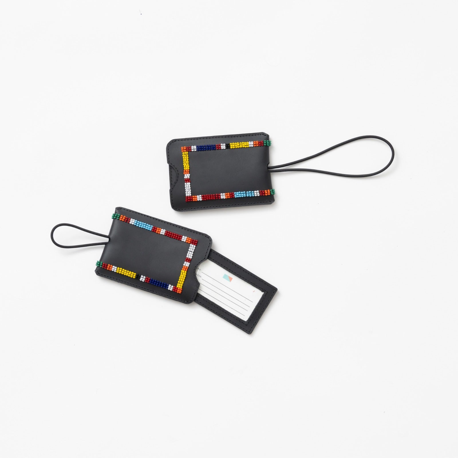 Image of Beaded Leather Luggage Tag