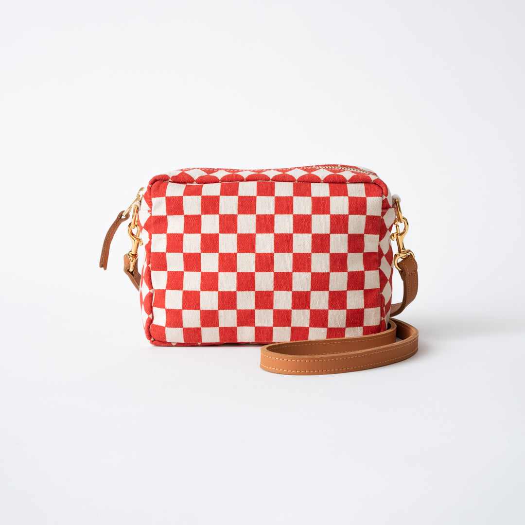 Image of Crossbody - Natural Canvas/Red Checkered