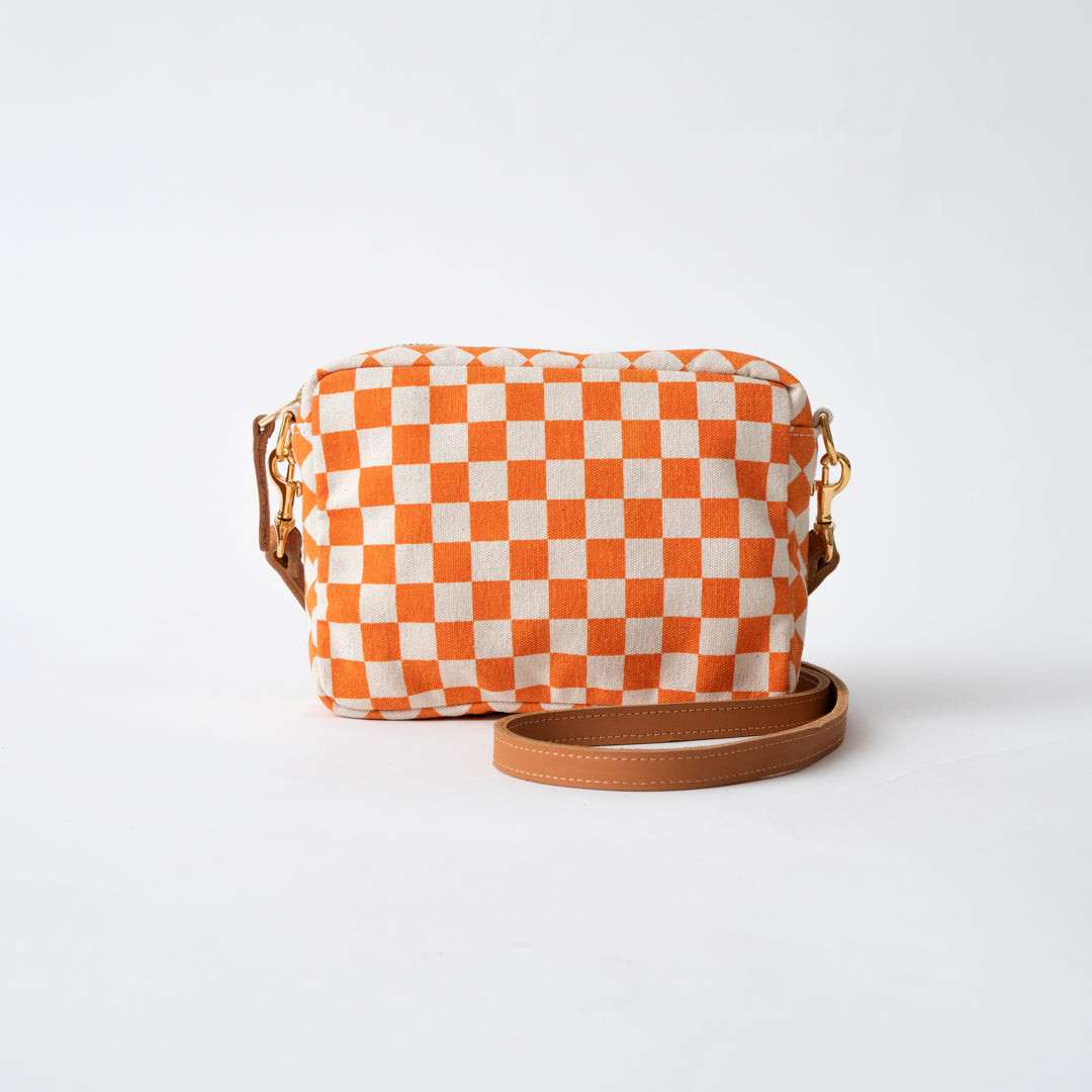 Image of FINAL SALE: Crossbody - Natural Canvas/Orange Checkered