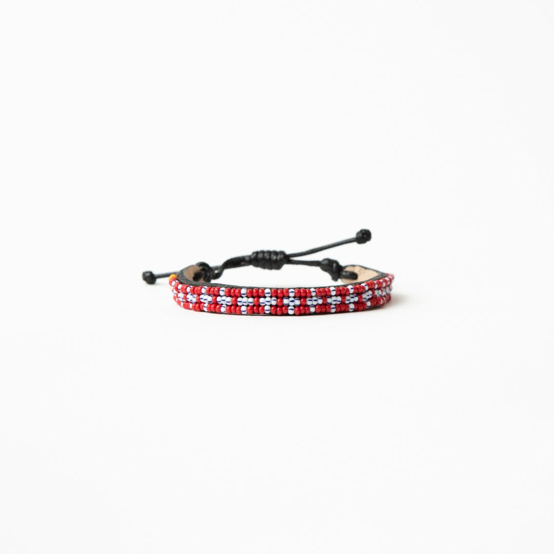 Image of FINAL SALE: Skinny Msalaba Bracelet - Red/Blue Stripe