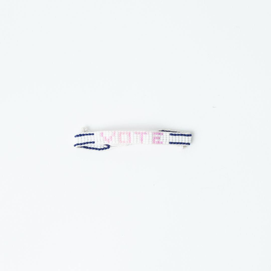 Image of Woven VOTE Bracelet - White/Purple