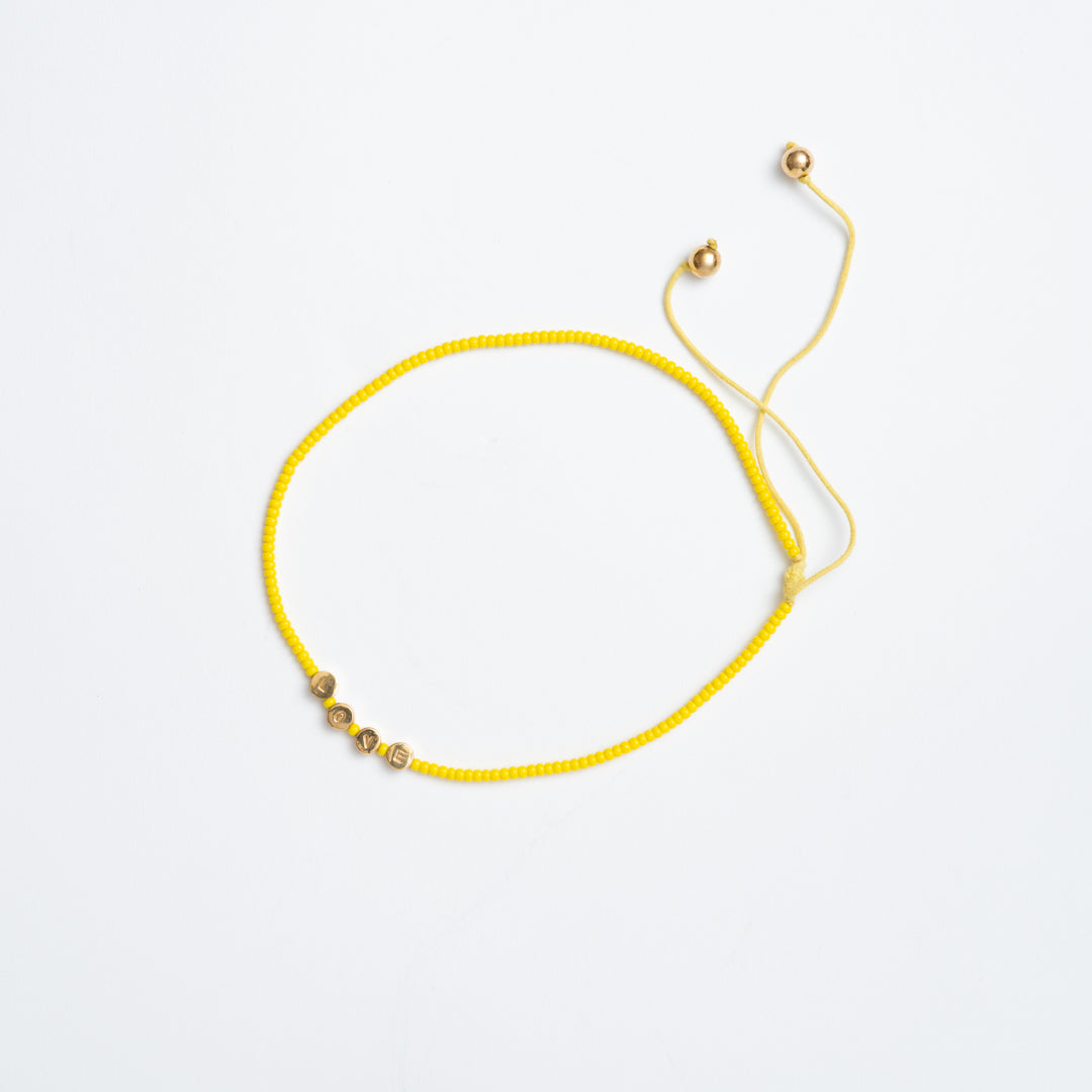 Image of Choker with Round Brass LOVE Beads - Marigold