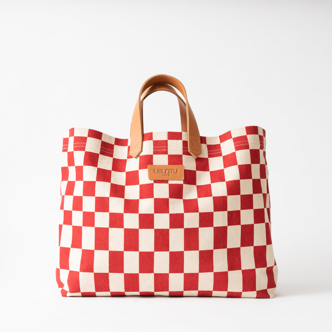 Image of FINAL SALE: Carryall Tote - Red Checkered