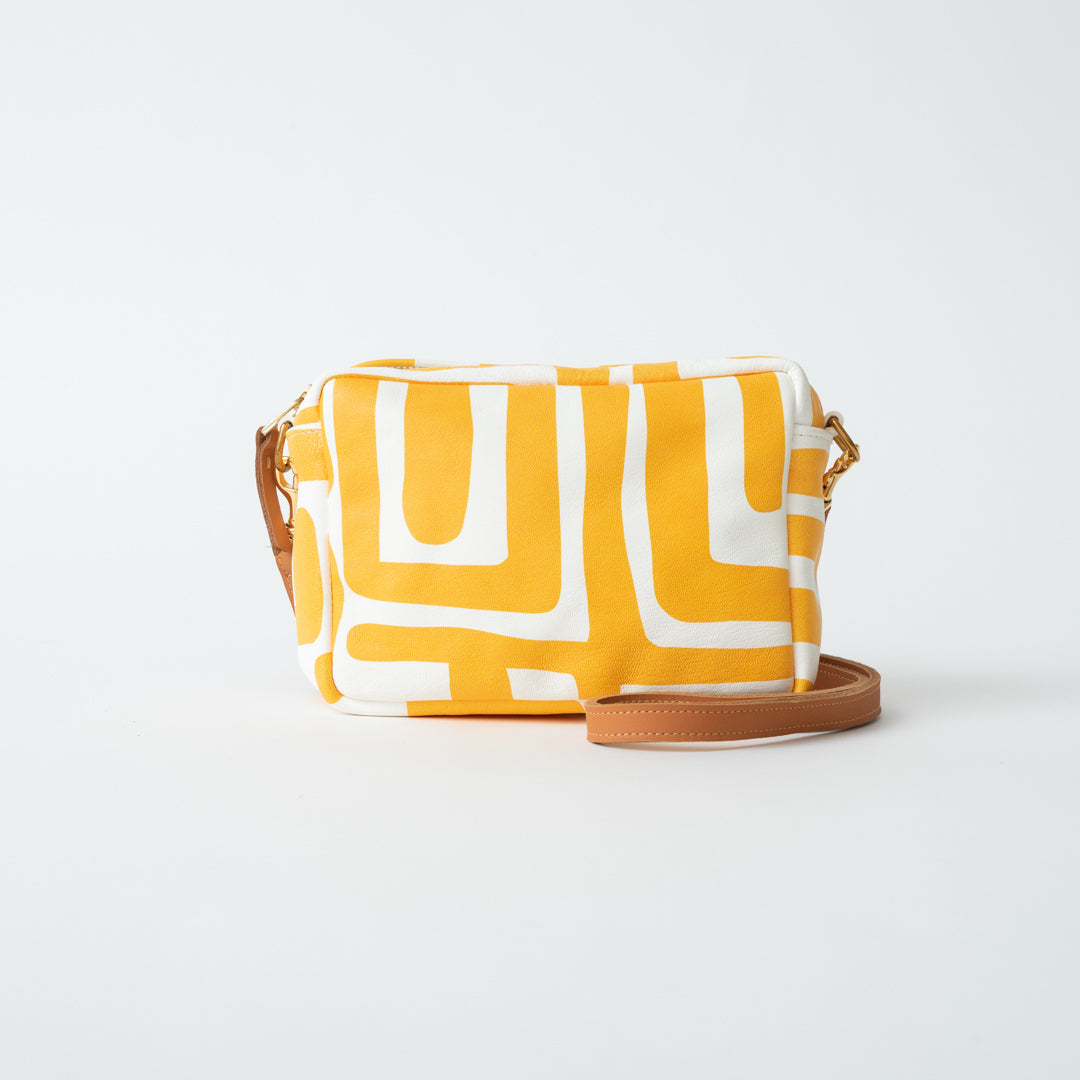 Image of FINAL SALE: Crossbody - Kuba White Leather/Yellow Print