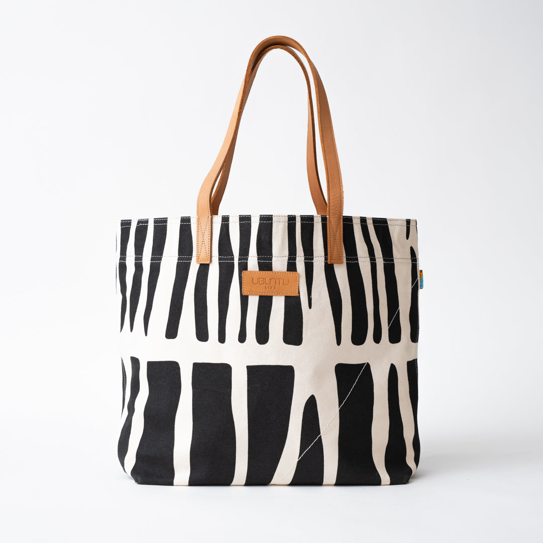 Image of FINAL SALE: Zebra Go-To Tote - Black/Eggshell